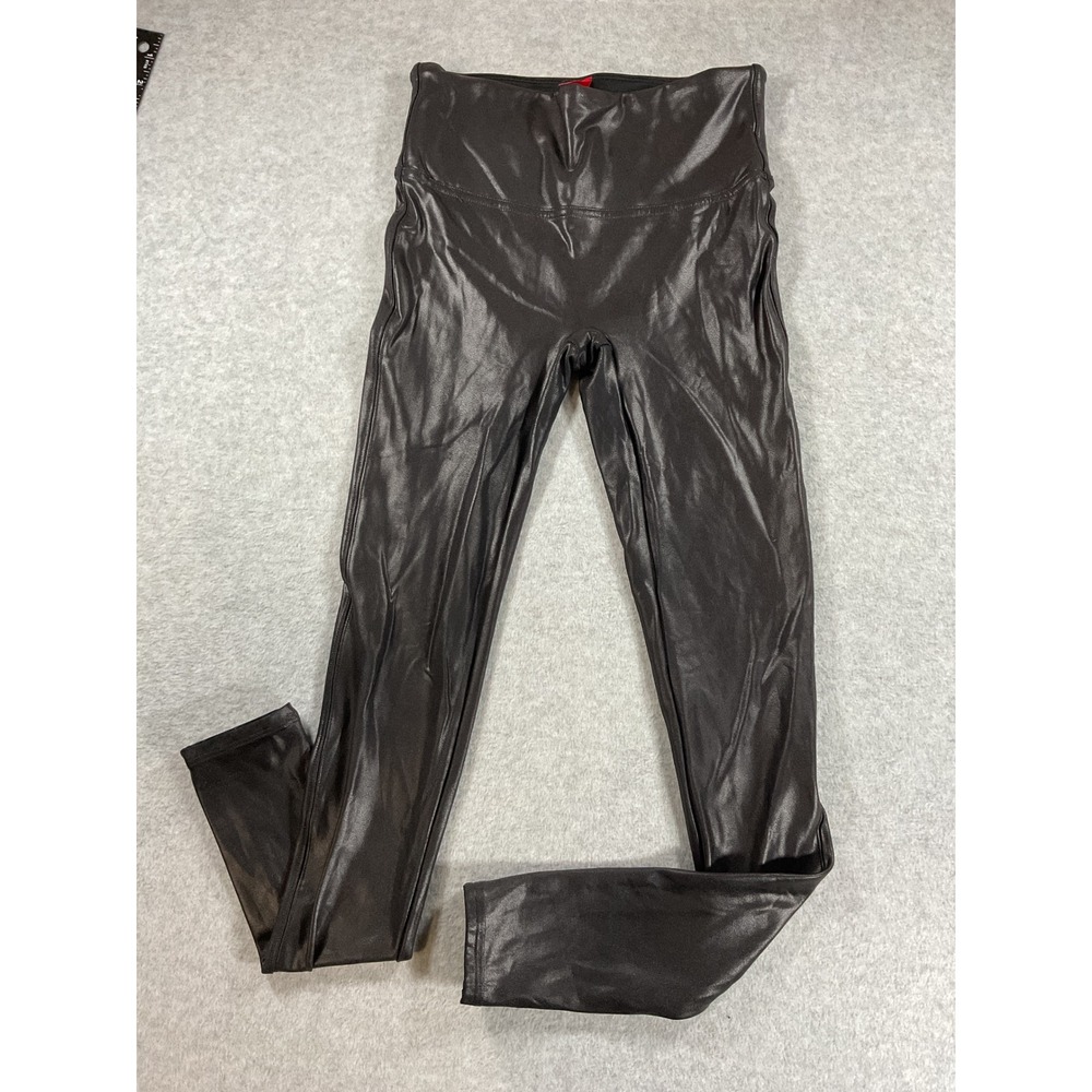 Spanx Faux Leather Leggings Black High Waisted Shaper Pants S/P 2203